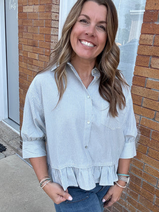 Diane top w/ Ruffle Hem Blue