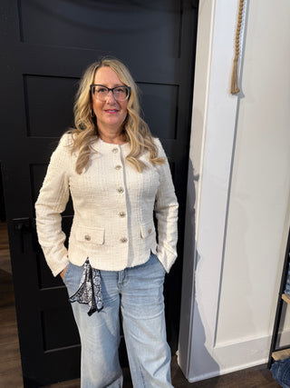 Collarless Jacket with Scalloped Hem by Liverpool