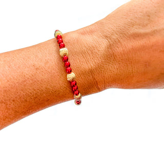 Merry 18K Gold & Enamel Christmas Bracelet: Mini Red paperclip