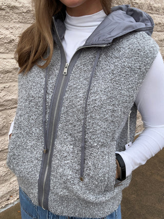 Hooded Boucle Vest - Grey by Dex