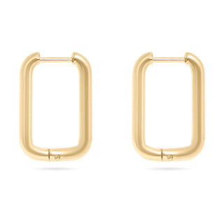 18K Gold PVD Rounded Rectangle Everyday Huggie Earrings