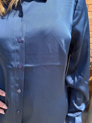 Woven Button Down Dark Navy