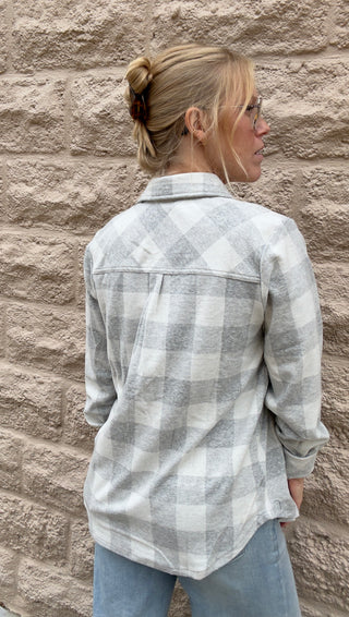 Plaid Button Up - Light Gray by Panache
