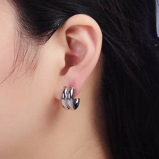 24k Gold Filled Double Band Hoop Earrings | T-316 - T-318