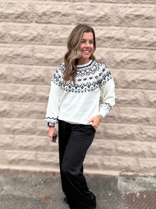 Fair Isle Glitter Sweater Cream