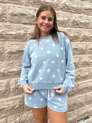 Written Stars Sweatshirt Ocean Air Indigo by Z Supply