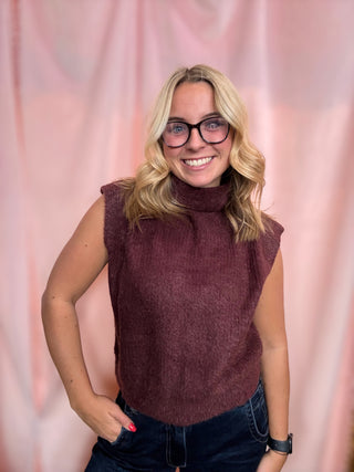 Crosby Fuzzy Turtleneck Sweater Burgundy