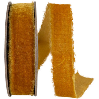 Dutchess Velvet Frayed Edge Ribbon, Ginger, 1 In, 5 Yards