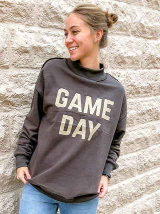 Game Day & Sunday Funday Reversible Sweatshirt - Dark Gray by Panache