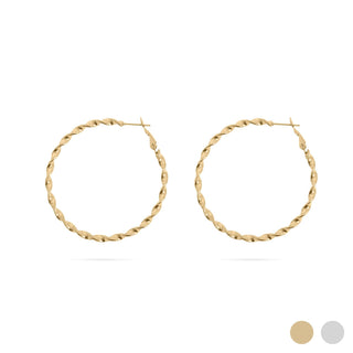 18K Gold PVD Stainless Steel Twist Hoop Earrings