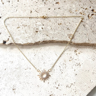 Sun celestial necklace minimalist boutique salon jewelry: Silver / 16”