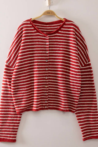 Button Down Stripe Sweater
