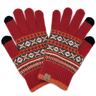 Aztec Patterned Knit Smart Touch Gloves