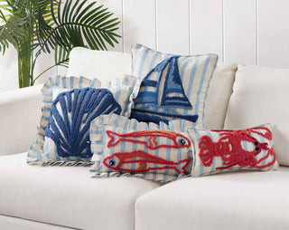 Coastal Sailboat Tufted Hook Pillow