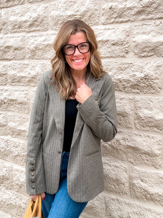 Blazer With Button Sleeve - Brown/Multi by Liverpool