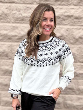 Fair Isle Glitter Sweater Cream