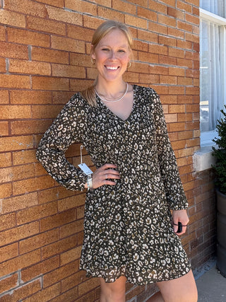 Green Animal Print Dress
