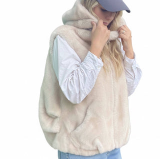 Real Feel Faux Mink Fur Hooded Vest