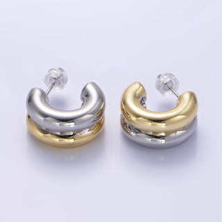 24k Gold Filled Double Band Hoop Earrings | T-316 - T-318
