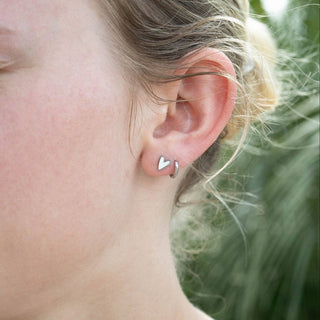 18K Gold PVD Stainless Steel White Heart Stud Earrings