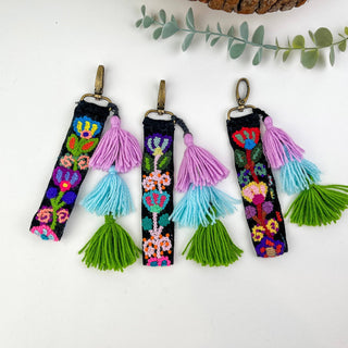 Wild Plum Embroidered Wristlet Keychain Charm