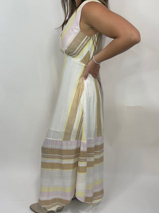 Bias Stripe V-neck Dress by Liverpool