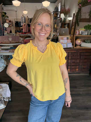 Sierra Puff Sleeve Top Banana