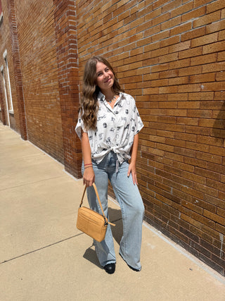 Annie Collared Button Front Top