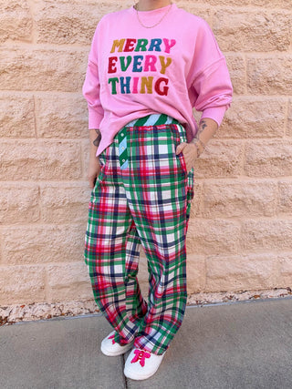 "MERRY EVERYTHING" RELAXED SWEATSHIRT,CANDY PINK
