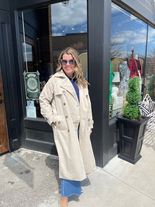 Long double-breasted trench coat