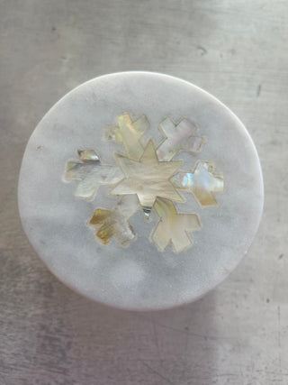 Coaster Set Marble Snowflake Inlay