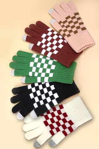 CHECKER WOOL TOUCH SCREEN  WINTER GLOVES | 40G101