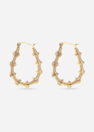 18K Gold PVD Stainless Steel Wired Statement Hoop Earrings / ERJ0015