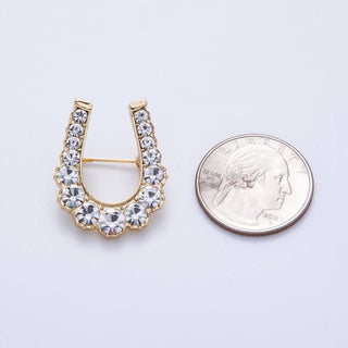 Gold Gradient Rhinestone Horseshoe Pin Brooch | BH-043