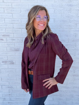 Boyfriend Blazer Burgundy Mix by Liverpool