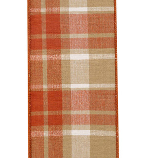 Plaid Canvas Tierra Wired, Burnt Orange, 4 In, 10 Yards