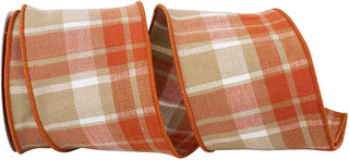 Plaid Canvas Tierra Wired, Burnt Orange, 4 In, 10 Yards