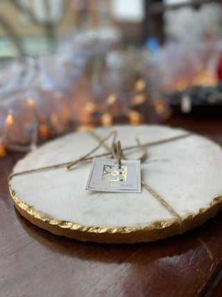 Round Marble & Gold Cheese Board