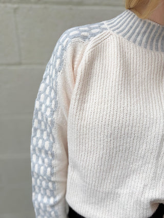 Ivory Honecomb Mock Neck Sweater