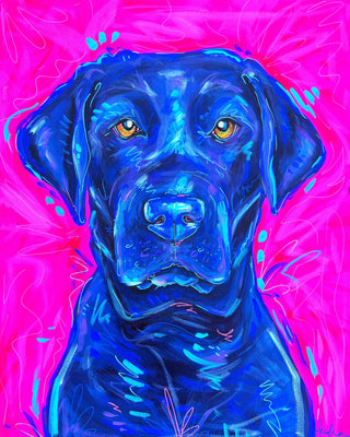 Black Lab Dog Art Print 8x10