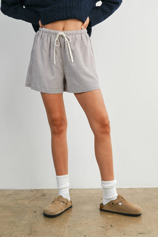 Casual Striped Drawstring Shorts - BMP7940: YELLOW MULTI / M