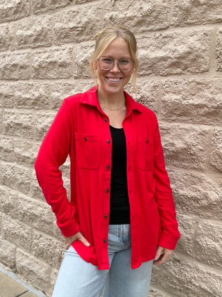 Super Soft Button Up - Red by Panache