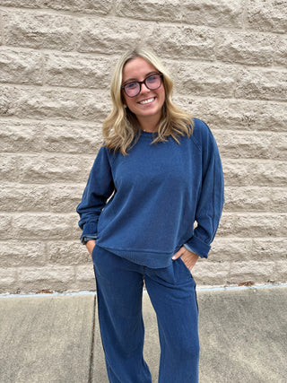 Indigo Sport Stripe Knit Pant by Z Supply