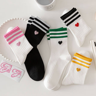 Heart Love Striped Socks