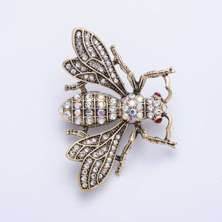 Antique Gold 50mm Micro Paved CZ Bumble Bee Insect Brooch Pin | BH-045