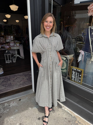 Railroad Stripe Dolman Dress