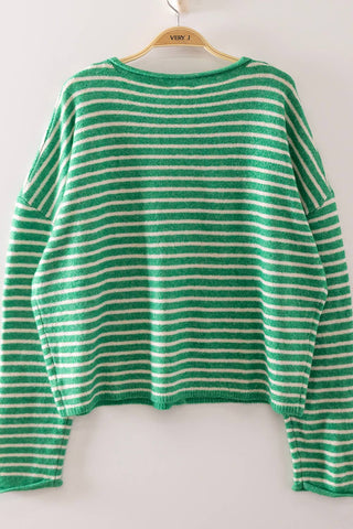 Button Down Stripe Sweater