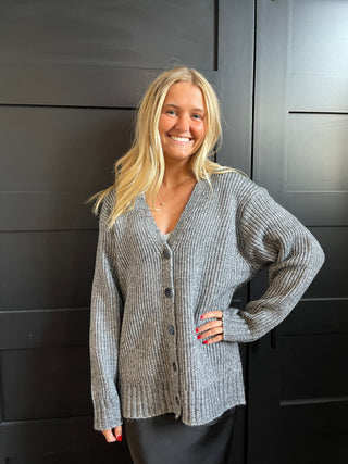 Josie Cozy Cardigan Charcoal