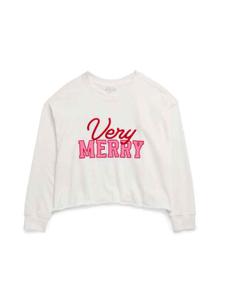 "VERY MERRY" LOUNGE SWEATSHIRTS,IVORY