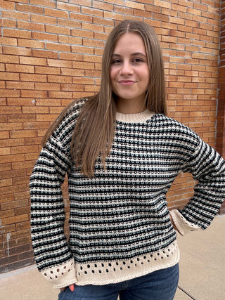Samantha Striped Sweater Black